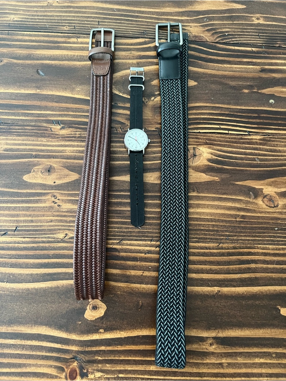 Men's Woven Stretch Belt - Black and Brown